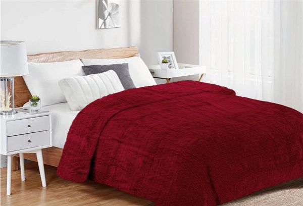 DIMcol Κουβέρτα Coral Fleece Jacquard Brick 04 160X220 Bordeaux 100% Polyester