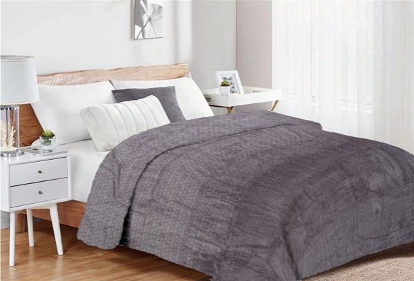 DIMcol Κουβέρτα Coral Fleece Jacquard Brick 06 220X240 Grey 100% Polyester