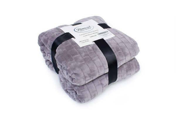 DIMcol Κουβέρτα Coral Fleece Jacquard Brick 06 220X240 Grey 100% Polyester - Image 2