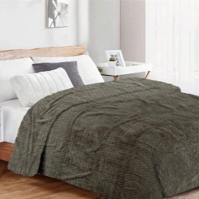 DIMcol Κουβέρτα Coral Fleece Jacquard Brick 07 220X240 Olive 100% Polyester