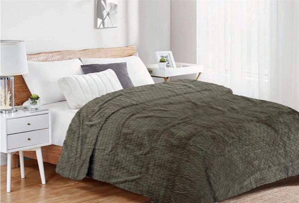 DIMcol Κουβέρτα Coral Fleece Jacquard Brick 07 220X240 Olive 100% Polyester
