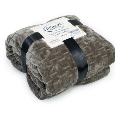 DIMcol Κουβέρτα Coral Fleece Jacquard Brick 07 220X240 Olive 100% Polyester - Image 2