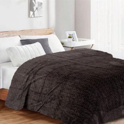 DIMcol Κουβέρτα Coral Fleece Jacquard Brick 08 160X220 Grey-Black 100% Polyester
