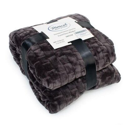 DIMcol Κουβέρτα Coral Fleece Jacquard Brick 08 160X220 Grey-Black 100% Polyester - Image 2