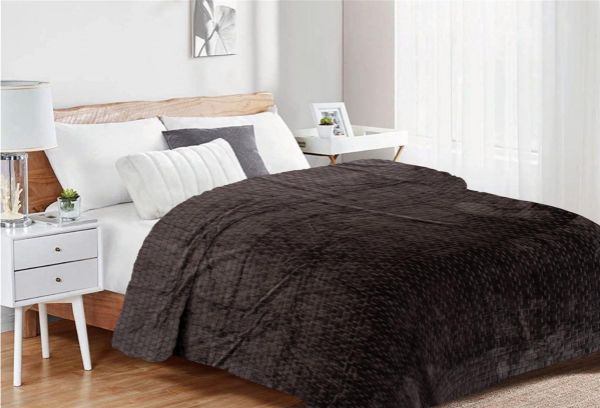DIMcol Κουβέρτα Coral Fleece Jacquard Brick 08 220X240 Grey-Black 100% Polyester
