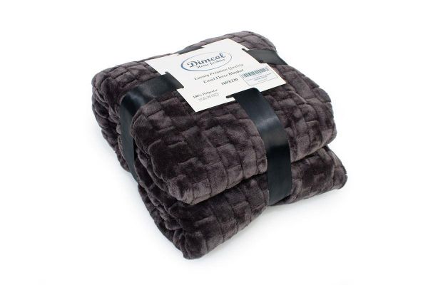 DIMcol Κουβέρτα Coral Fleece Jacquard Brick 08 220X240 Grey-Black 100% Polyester - Image 2