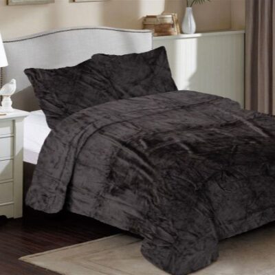 DIMcol Κουβέρτα Coral Fleece Solid 08 160X220 Grey-Black 100% Polyester