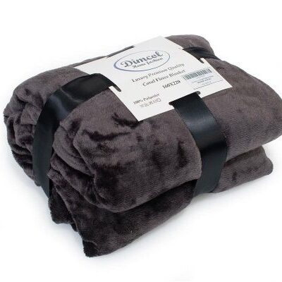 DIMcol Κουβέρτα Coral Fleece Solid 08 160X220 Grey-Black 100% Polyester - Image 2