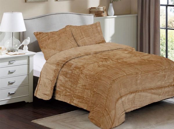 DIMcol Κουβέρτα Coral Fleece Solid 02 220X240 Beige 100% Polyester