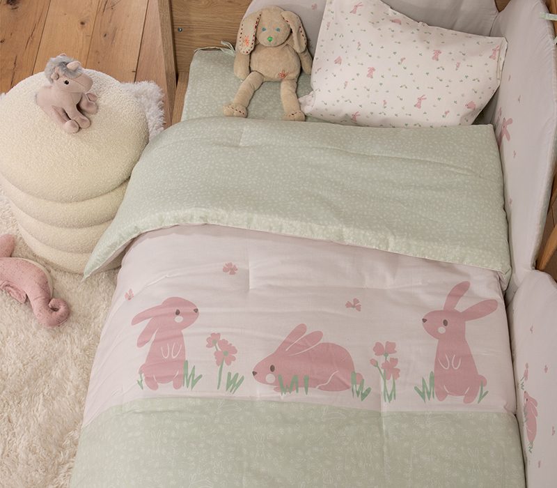 ΒΡΕΦΙΚΟ ΠΑΠΛΩΜΑ COUNTRY BUNNY 110Χ140 NEF-NEF HOMEWARE, ΥΦΑΣΜΑ:100% BAMBΑΚΙ - ΕΣΩΤ:100% ΠΟΛΥΕΣΤΕΡΑΣ