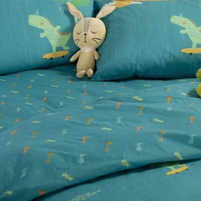 ΠΑΙΔΙΚΑ ΣΕΤ ΣΕΝΤΟΝΙΑ ΜΟΝΑ DINOS ON WHEELS 170Χ260 NEF-NEF HOMEWARE, 100% ΒΑΜΒΑΚΙ - Image 2