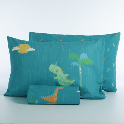 ΠΑΙΔΙΚΗ ΣΕΤ ΠΑΠΛΩΜΑΤΟΘΗΚΗ ΜΟΝΗ DINOS ON WHEELS 160Χ240 NEF-NEF HOMEWARE, 100% ΒΑΜΒΑΚΙ - Image 3