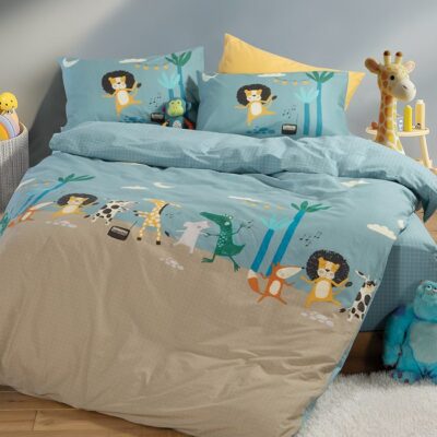 ΠΑΙΔΙΚΗ ΣΕΤ ΠΑΠΛΩΜΑΤΟΘΗΚΗ ΜΟΝΗ WILD DANCE 160Χ240 NEF-NEF HOMEWARE, 100% ΒΑΜΒΑΚΙ