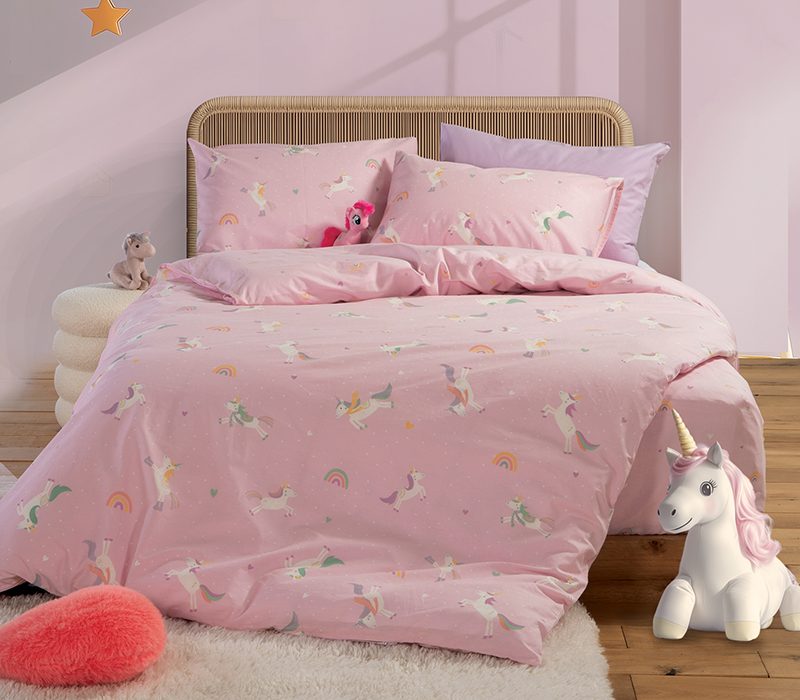 ΠΑΙΔΙΚΑ ΣΕΤ ΣΕΝΤΟΝΙΑ ΜΟΝΑ UNICORNS STYLE 170Χ260 NEF-NEF HOMEWARE, 100% ΒΑΜΒΑΚΙ - Image 5