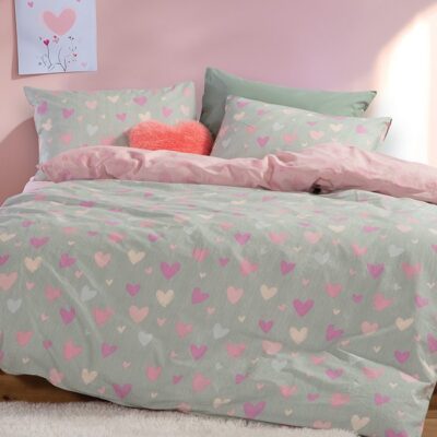 ΠΑΙΔΙΚΗ ΣΕΤ ΠΑΠΛΩΜΑΤΟΘΗΚΗ ΜΟΝΗ HEARTS ATTACK 160Χ240 NEF-NEF HOMEWARE, 100% ΒΑΜΒΑΚΙ - Image 4