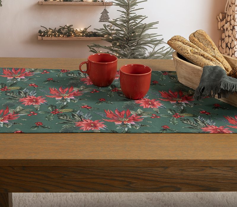 ΧΡΙΣΤΟΥΓΕΝΝΙΑΤΙΚΗ ΤΡΑΒΕΡΣΑ MISTLETOE 45Χ140 NEF-NEF HOMEWARE, 50% BAMBΑΚΙ-50% ΠΟΛΥΕΣΤΕΡΑΣ - Image 2