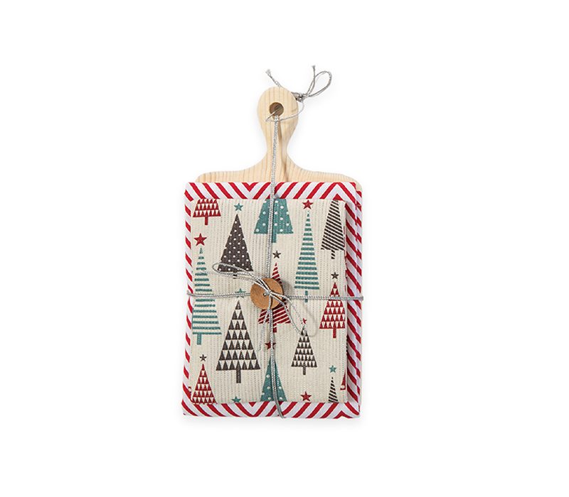 ΞΥΛΟ ΚΟΠΗΣ CHRISTMAS FOREST ΜΕ ΠΟΤΗΡΟΠΑΝΑ ΣΕΤ 2 ΤΜΧ NEF-NEF HOMEWARE, 95% ΒΑΜΒΑΚΙ-5% ΜΕΤΑΛΛΙΚΟ ΝΗΜΑ