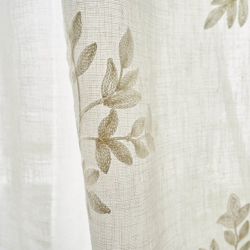 Κουρτίνα με τρουκς 140x280cm GOFIS HOME  Leaf Offwhite AW24 532/05 - Image 4