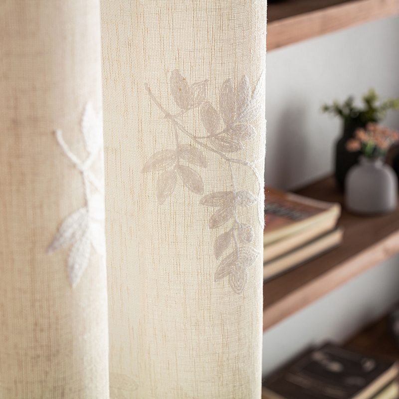 Κουρτίνα με τρουκς 140x280cm GOFIS HOME  Leaf Beige AW24 532/06 - Image 3