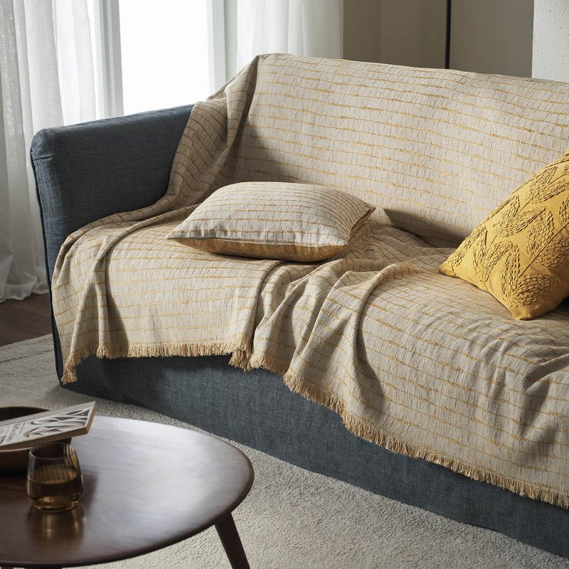 Ριχτάρι Τετραθέσιου 180x350cm GOFIS HOME Vespera Leaf Gold 148/04