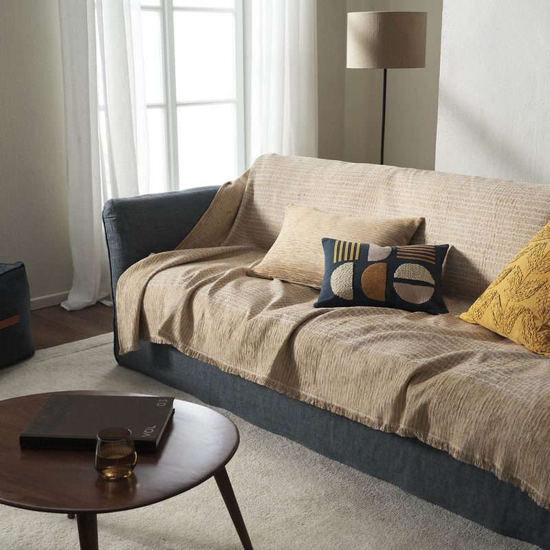 Ριχτάρι Πολυθρόνας 180x180cm GOFIS HOME  Meadow  Leaf Gold 160/04 - Image 3