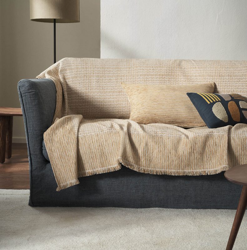 Ριχτάρι Τετραθέσιου 180x350cm GOFIS HOME  Meadow  Leaf Gold 160/04