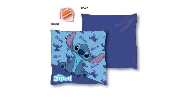 Disney Home Βελούδινο Μαξιλάρι Disney Home Stitch 04 38X38 Blue 100% Velboa