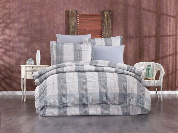 DIMcol Παπλωματοθήκη Εμπριμέ Αντιγόνη 339 160X240 Grey 100% Cotton Flannel