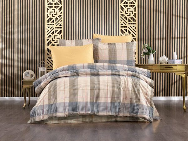 DIMcol Παπλωματοθήκη Εμπριμέ Αντιγόνη 340 160X240 Beige 100% Cotton Flannel