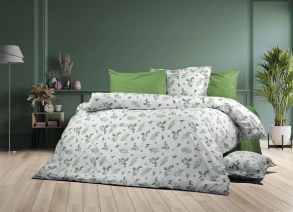DIMcol Παπλωματοθήκη Εμπριμέ Μυρτώ 351 220X240 Green 100% Cotton Flannel