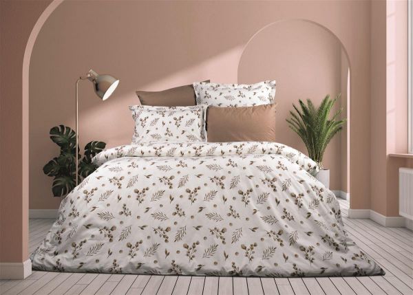 DIMcol Παπλωματοθήκη Εμπριμέ Μυρτώ 352 160X240 Beige 100% Cotton Flannel