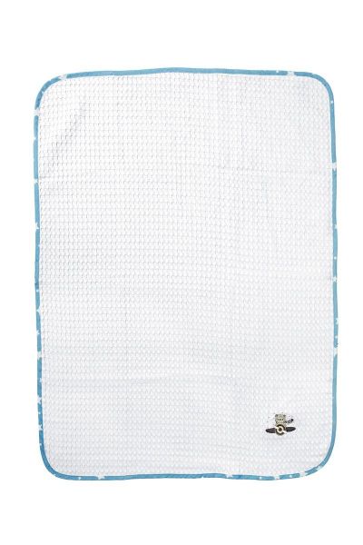 DIMcol Κουβέρτα Πικέ Με Κέντημα bebe Aviator 184 100X160 White-Sky Blue 100% Cotton