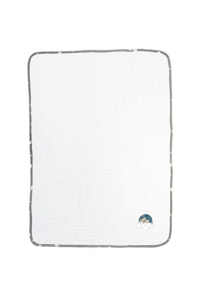 DIMcol Κουβέρτα Πικέ Με Κέντημα bebe Cloudy Bear 176 100X160 White-Grey 100% Cotton