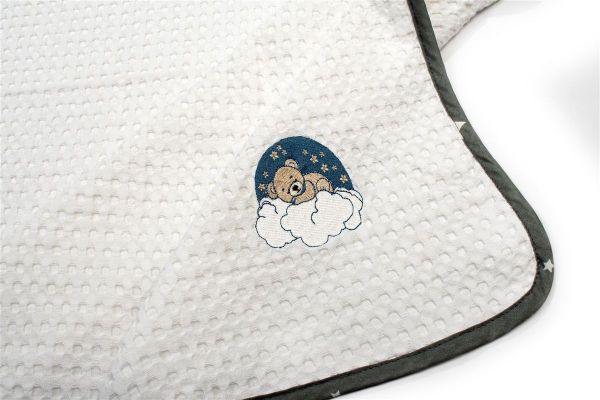 DIMcol Κουβέρτα Πικέ Με Κέντημα bebe Cloudy Bear 176 100X160 White-Grey 100% Cotton - Image 2