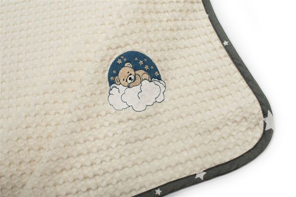 DIMcol Κουβέρτα Πικέ Με Κέντημα bebe Cloudy Bear 177 80X110 Ecru-Grey 100% Cotton - Image 2