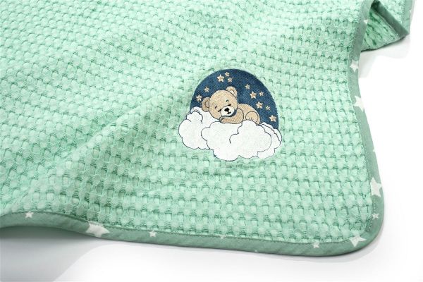 DIMcol Κουβέρτα Πικέ Με Κέντημα bebe Cloudy Bear 178 80X110 Mint 100% Cotton - Image 2
