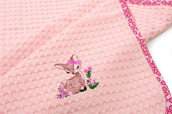 DIMcol Κουβέρτα Πικέ Με Κέντημα bebe Deer 196 80X110 Pink 100% Cotton - Image 2