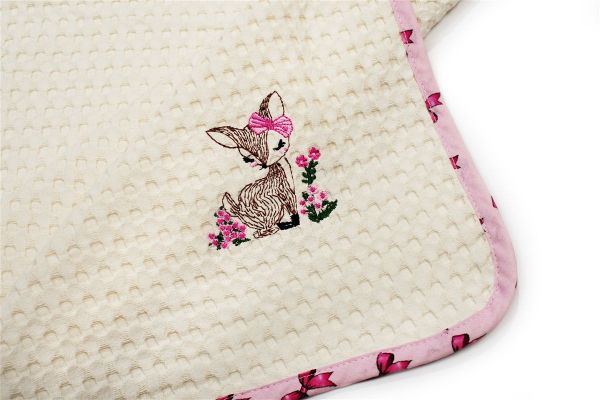 DIMcol Κουβέρτα Πικέ Με Κέντημα bebe Deer 198 80X110 Ecru-Pink 100% Cotton - Image 2