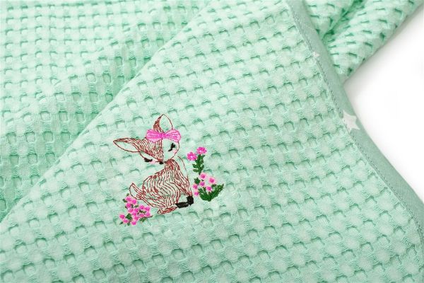 DIMcol Κουβέρτα Πικέ Με Κέντημα bebe Deer 199 100X160 Mint 100% Cotton - Image 2
