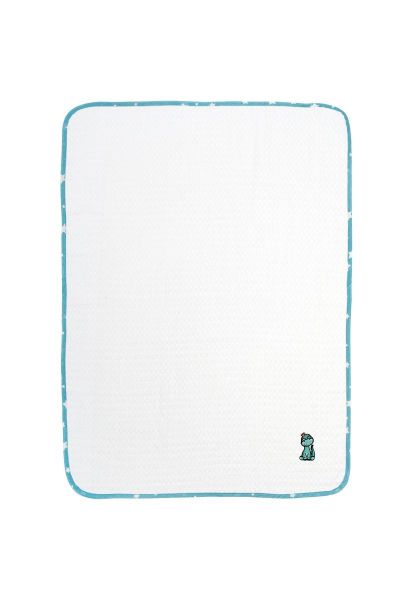 DIMcol Κουβέρτα Πικέ Με Κέντημα bebe Dinosaur 180 80X110 White-Sky Blue 100% Cotton