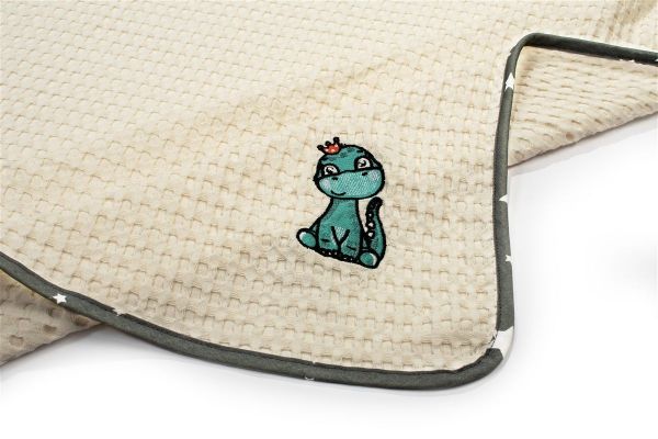 DIMcol Κουβέρτα Πικέ Με Κέντημα bebe Dinosaur 181 80X110 Ecru-Grey 100% Cotton - Image 2