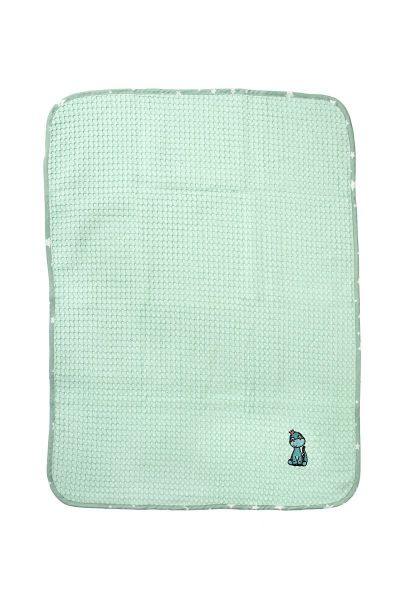 DIMcol Κουβέρτα Πικέ Με Κέντημα bebe Dinosaur 182 100X160 Mint 100% Cotton