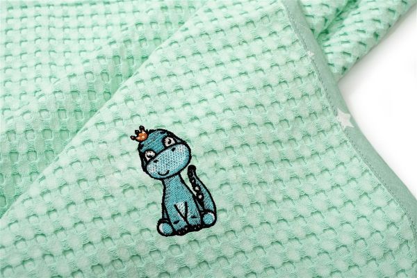 DIMcol Κουβέρτα Πικέ Με Κέντημα bebe Dinosaur 182 100X160 Mint 100% Cotton - Image 2
