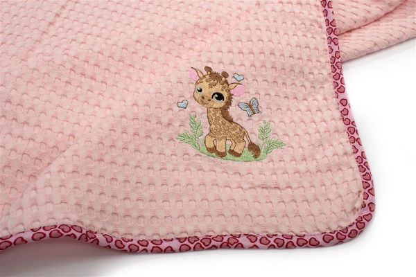 DIMcol Κουβέρτα Πικέ Με Κέντημα bebe Giraffe 171 100X160 Pink 100% Cotton - Image 2
