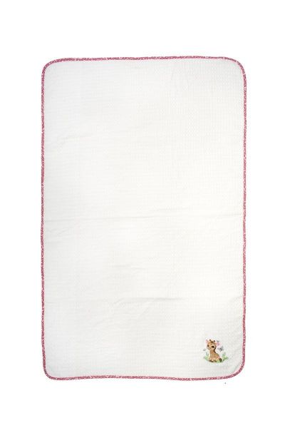 DIMcol Κουβέρτα Πικέ Με Κέντημα bebe Giraffe 172 80X110 White-Pink 100% Cotton