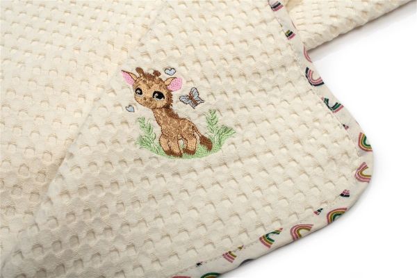 DIMcol Κουβέρτα Πικέ Με Κέντημα bebe Giraffe 173 100X160 Ecru-Multi 100% Cotton - Image 2