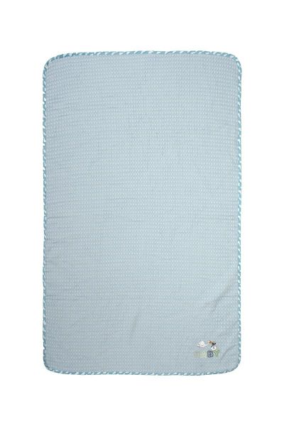 DIMcol Κουβέρτα Πικέ Με Κέντημα bebe Stork 191 80X110 Sky Blue 100% Cotton