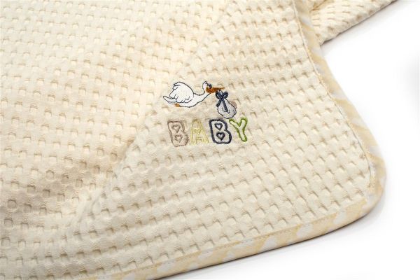 DIMcol Κουβέρτα Πικέ Με Κέντημα bebe Stork 194 100X160 Ecru-Yellow 100% Cotton - Image 2