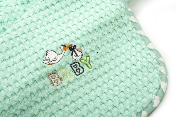 DIMcol Κουβέρτα Πικέ Με Κέντημα bebe Stork 195 80X110 Mint 100% Cotton - Image 2