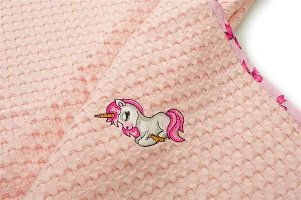 DIMcol Κουβέρτα Πικέ Με Κέντημα bebe Unicorn 187 80X110 Pink 100% Cotton - Image 2